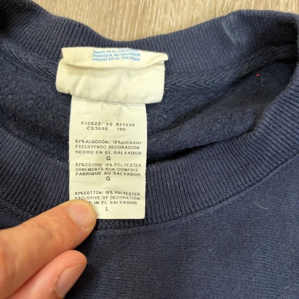 VTG Champion Reverse Weave Sweatshirt Washington and Lee University Large Blue
